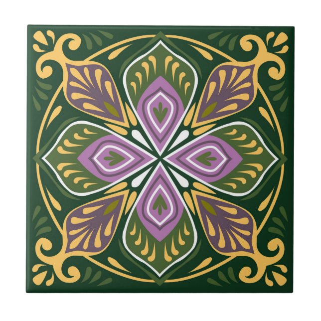 Olive och lavender Azulejos   Kakelplatta (Framsidan)