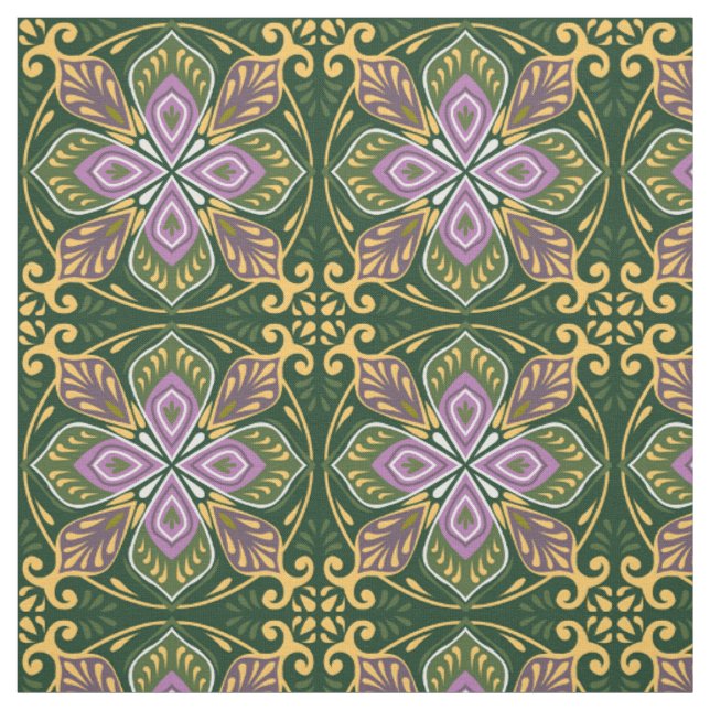 Olive och lavender Azulejos Tyg (Provkarta)