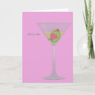 Olive- och Martini Valentine Day Card Tack Kort
