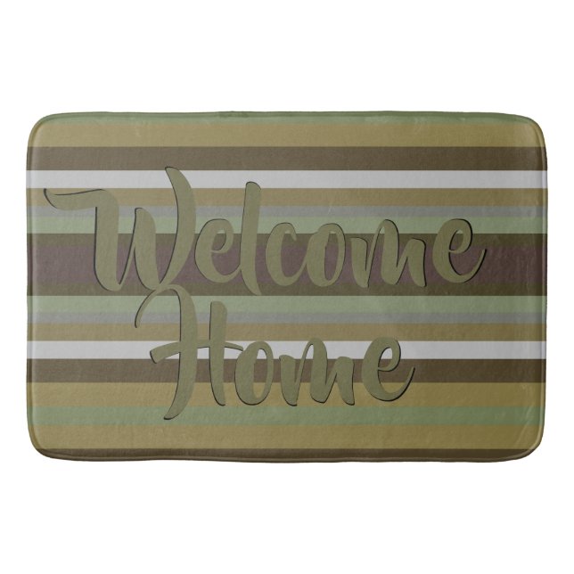 Olive och Teal Grönt Rand Badrumsmatta (Framsidan)