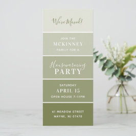 Olive Paint Swatch Card Houseuppvärmning Party Inb Inbjudningar