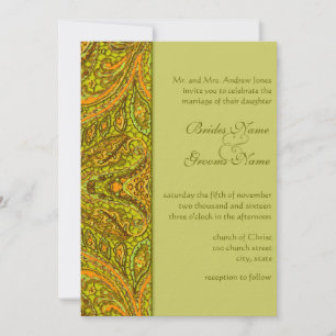 Olive Paisley Damask bröllopsinbjudningar Inbjudningar