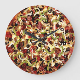 Olive Pepper Onion och Sause Pizza Time Stor Klocka