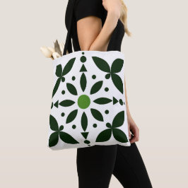 Olive Petal Grid Tote Bag Tygkasse