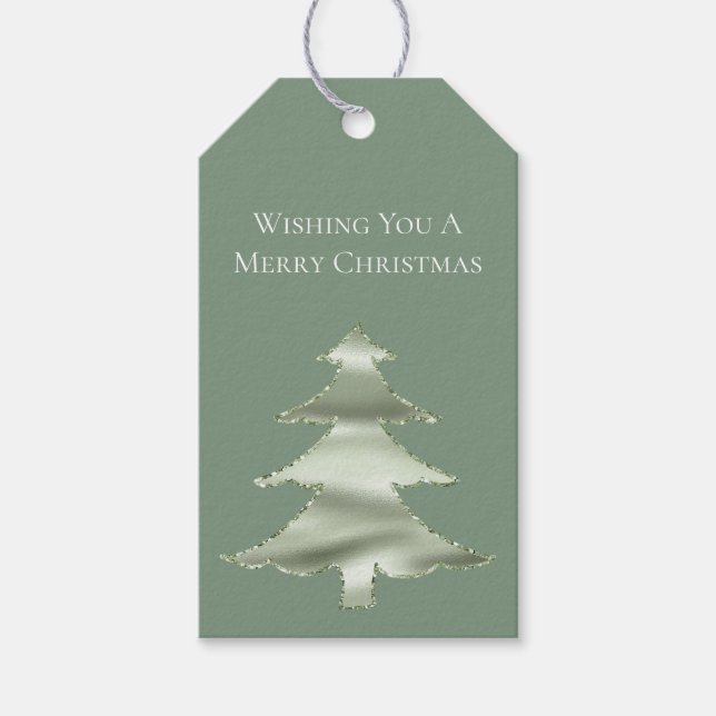 Olive Pistachio Mint Grönt Julgran Presentetikett (Framsidan)