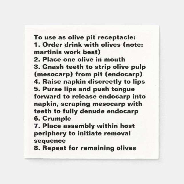 Olive Pit cocktail napkin Pappersservett (Framsidan)