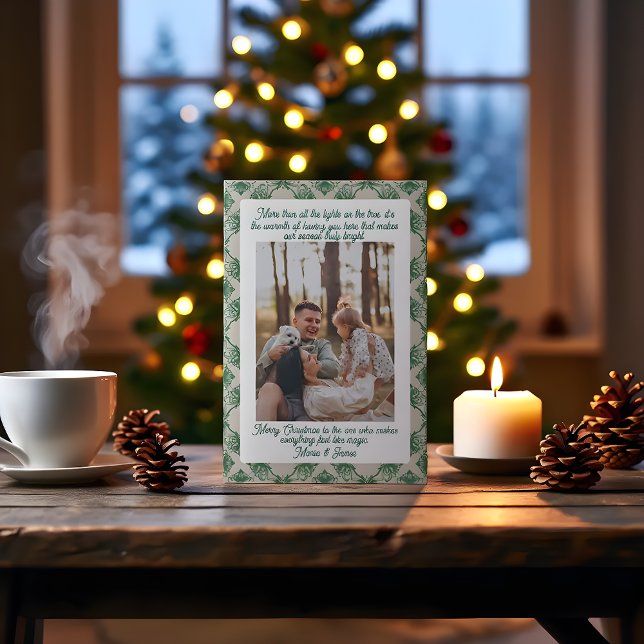 Olive Plaid Portrait  Photo Christmas Holiday Card Julkort (Skapare uppladdad)