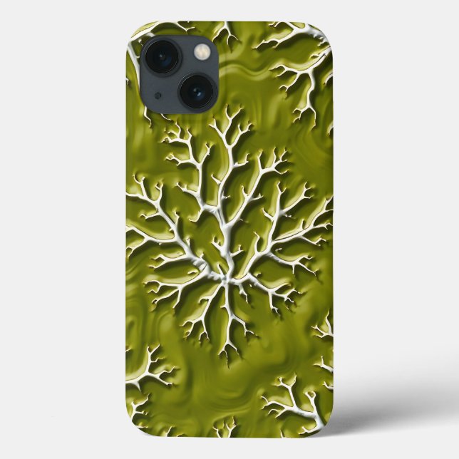 Olive Präglad Gren iPhone-fodral Stil (Baksida)
