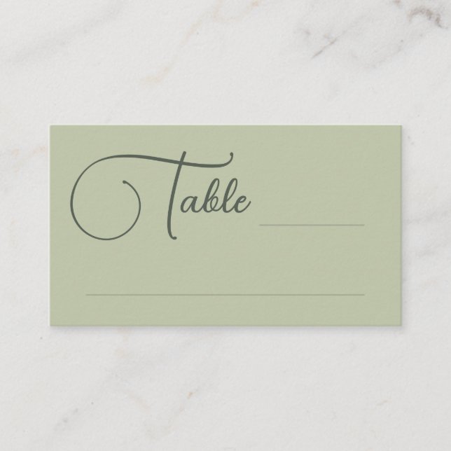 Olive Pretty Script Bord Bröllop Escort Kort (Framsida)