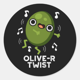 Olive-r Twist Funny Fruit Olive Pun Mörk BG Runt Klistermärke