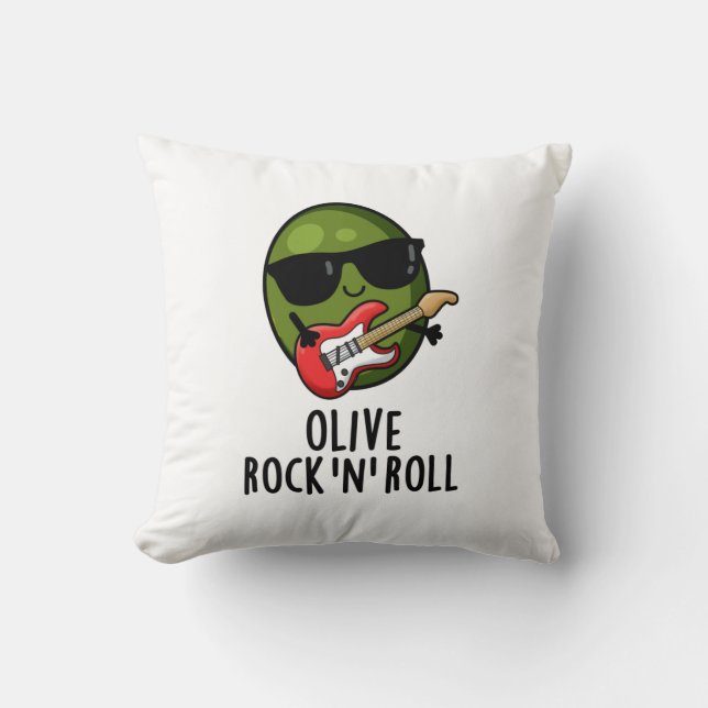 Olive Rock and roll Funny Rocker Olive Pun Kudde (Framsida)