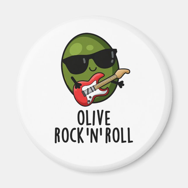 Olive Rock and roll Funny Rocker Olive Pun Magnet (Framsidan)