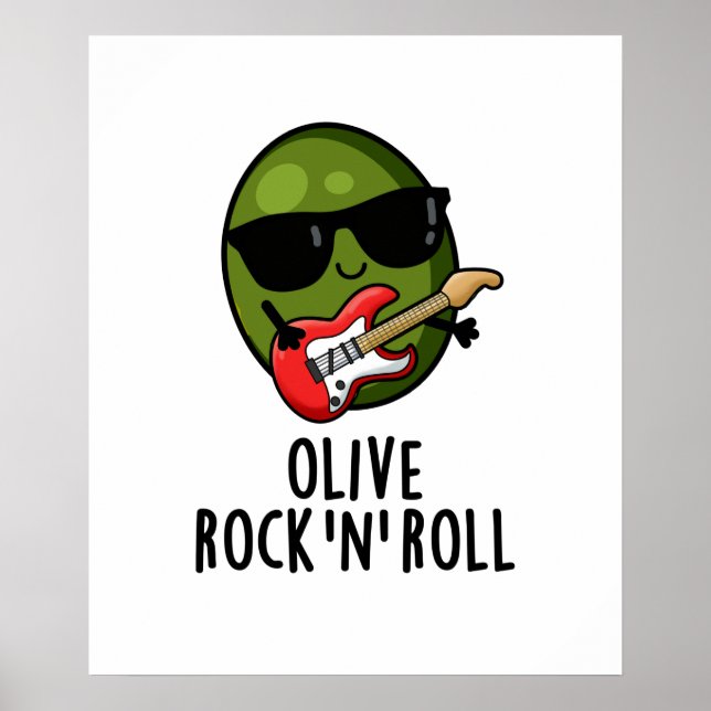 Olive Rock and roll Funny Rocker Olive Pun Poster (Framsidan)