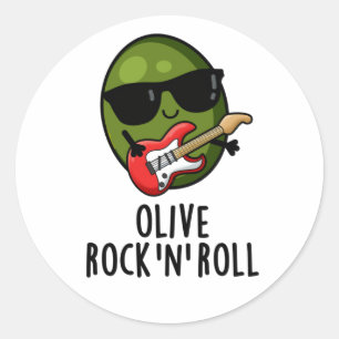 Olive Rock and roll Funny Rocker Olive Pun Runt Klistermärke
