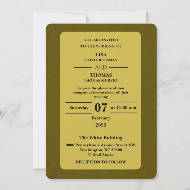 Olive Rust Earthy Wedding Invitation Inbjudningar (Framsida)