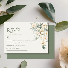 Olive Sage Grönt Ivory Blommigts Botaniska Bröllop OSA Kort