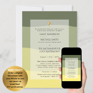 Olive Sage katolsk nuptial Mass Bröllop Inbjudningar