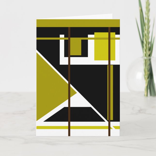 Olive Shades Black White Geometric Abstrakt Kort (Framsida)