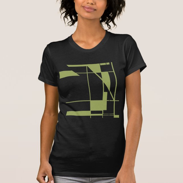 Olive Shapes Linjer MCM-inspirerad geometrisk Abst T Shirt (Framsida)