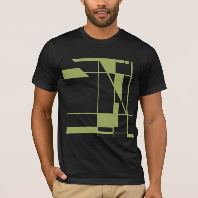 Olive Shapes Linjer MCM-utseende Geometrisk Abstra T Shirt (Framsida)