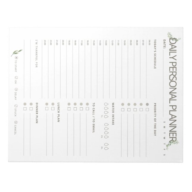 Olive Simple Daily Planner Anteckningsblock (Framsida)