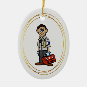 Olive Skinned Male EMS Sjukvårdare Ornament