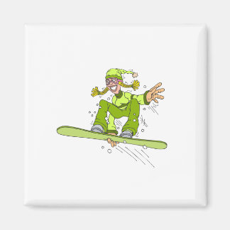 Olive Snowboard Girl Magnet