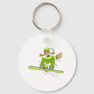Olive Snowboard Girl Nyckelring