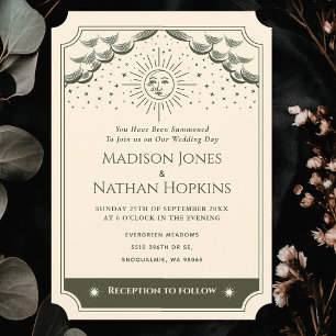 Olive Sol & Måne Tarot Gothic Wedding bjudande Inbjudningar