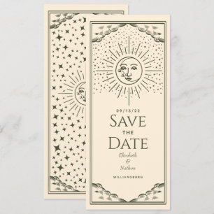 Olive Sol och Måne Tarot Card Spara datum Inbjudningar