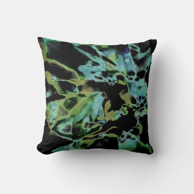 Olive Teal Green Black Abstract Floral Design Kudde (Framsida)