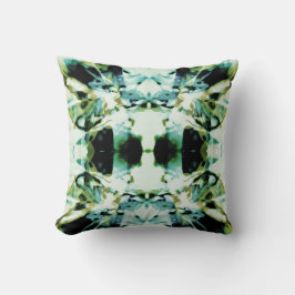 Olive Teal Grönt Black Blommigt Symmetrisk design Kudde