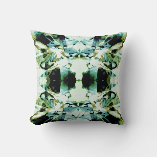 Olive Teal Grönt Black Blommigt Symmetrisk design Kudde (Framsida)