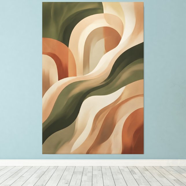 Olive Terrakotta Abstrakt Galleri Konst Canvastryc Canvastryck (Insitu (trägolv))
