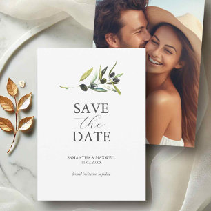 Olive Theme Photo Bröllop spara datum Datumet