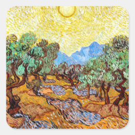 Olive Träd (1889), landskapskonst Vincent Van Gogh Fyrkantigt Klistermärke