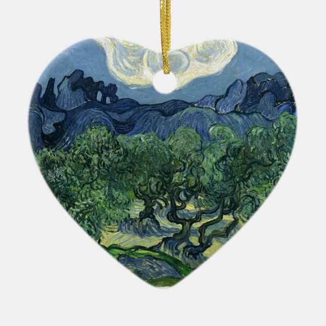 Olive Träd av Van Gogh Julgransprydnad Keramik (Framsidan)