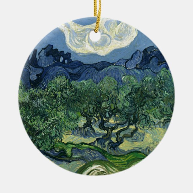 Olive Träd av Van Gogh Julgransprydnad Keramik (Framsidan)