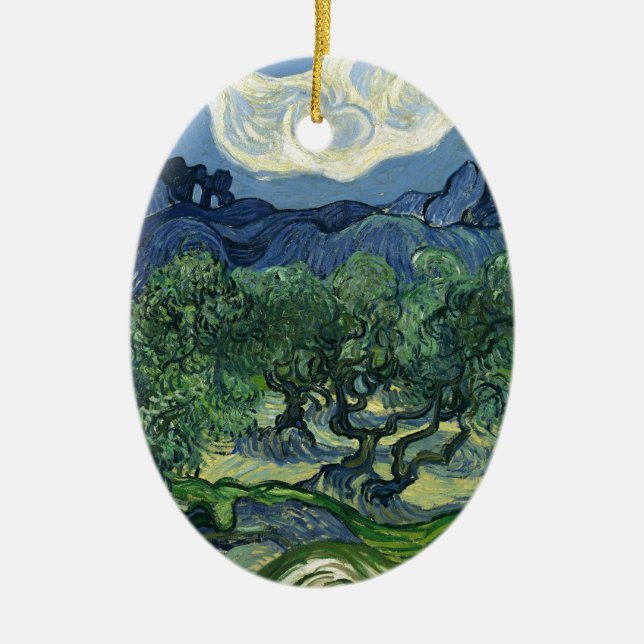 Olive Träd av Van Gogh Julgransprydnad Keramik (Framsidan)