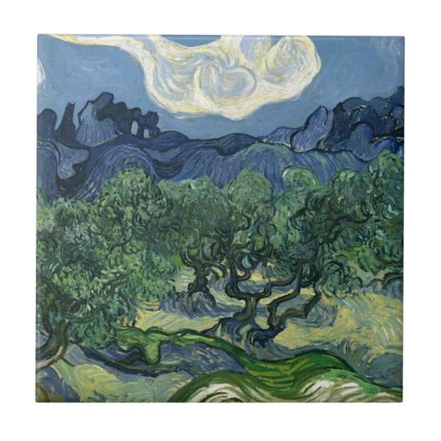 Olive Träd av Van Gogh Kakelplatta (Framsidan)