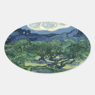 Olive Träd av Van Gogh Ovalt Klistermärke