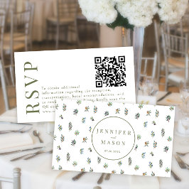 Olive träd Greenery bröllop OSA QR-kodkort Tilläggskort