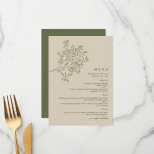 Olive Träd Gren, Rustic och Minimalistiska Bröllop Meny