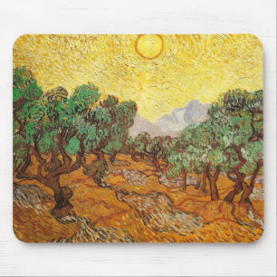 Olive Träd Gult Himlar och Sol Van Gogh Fine Art Musmatta