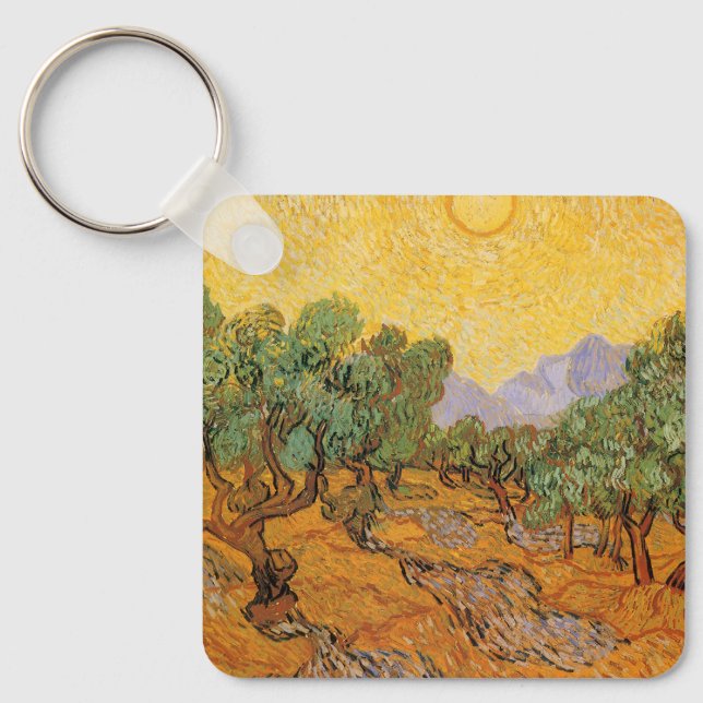 Olive Träd, Gult Himlar och Sol, Vincent van Gogh Nyckelring (Framsida)