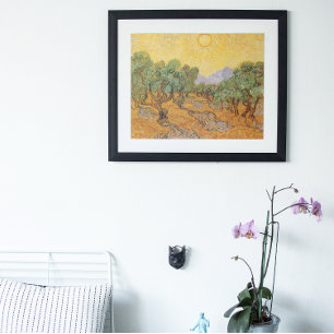 Olive Träd, Gult Himlar och Sol, Vincent van Gogh Poster