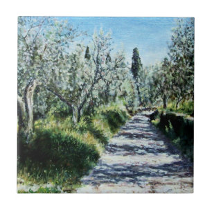 OLIVE TRÄD I TUSCANY KAKELPLATTA
