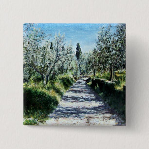 OLIVE TRÄD I TUSCANY LANDSCAPE KNAPP