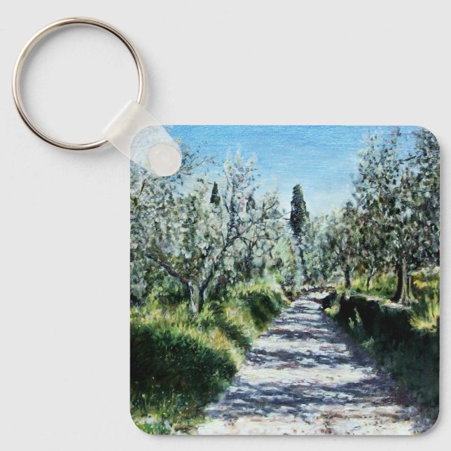 OLIVE TRÄD I TUSCANY LANDSCAPE NYCKELRING (Framsida)