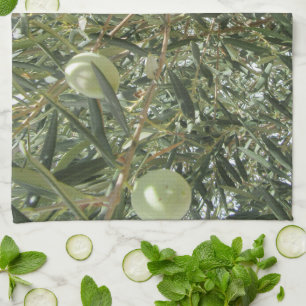 Olive Träd Löv Kökshandduk